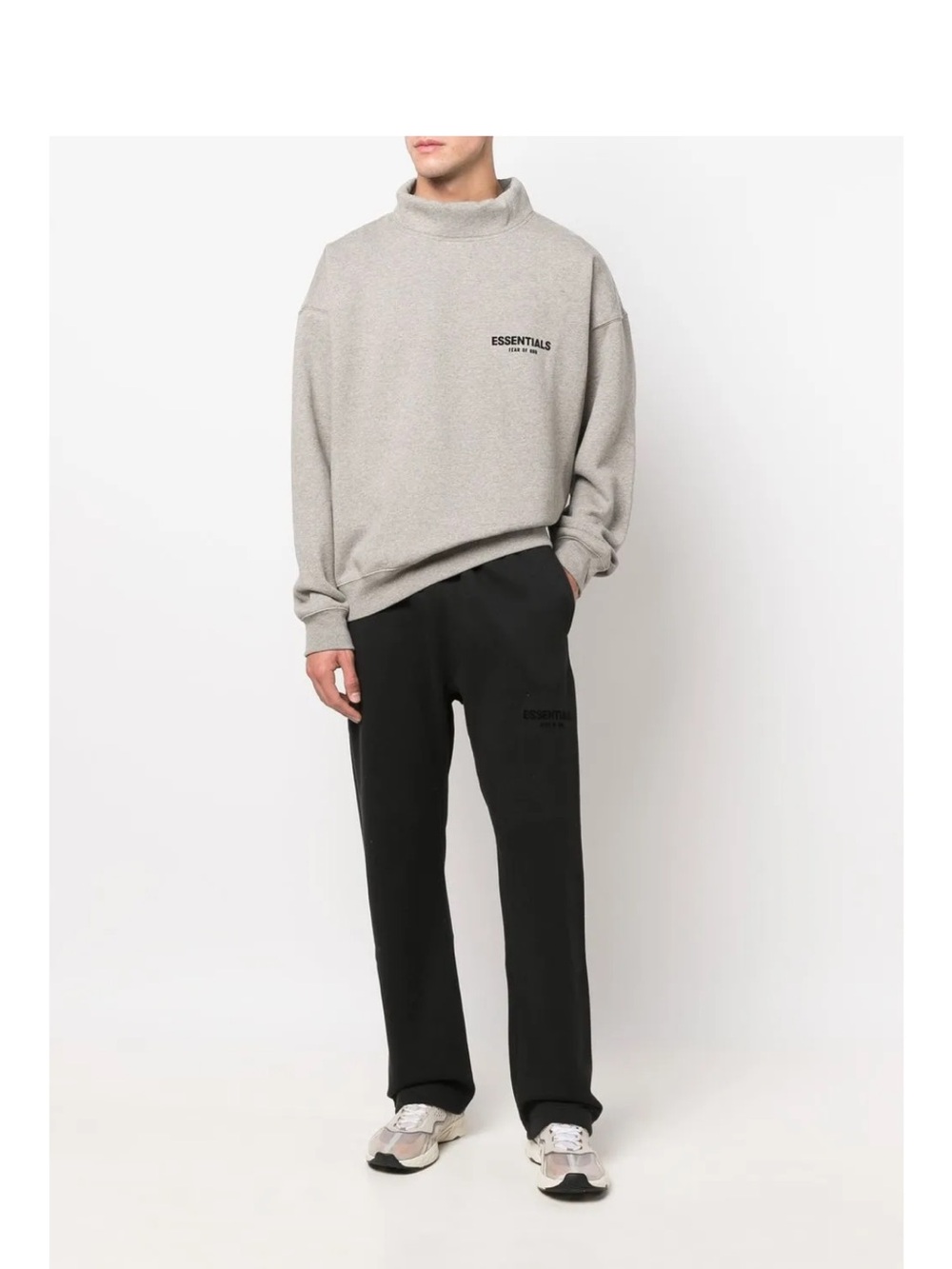 Fear of God Essentials Men’s Light Gray Mock Neck Sweatshirt
